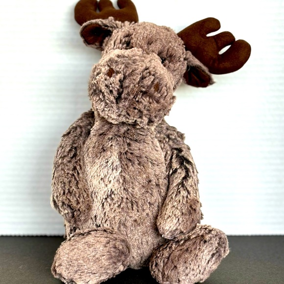 Jellycat Bashful MARTY MOOSE 13” Brown Plush Stuffed Animal Pre-owned - Picture 1 of 10